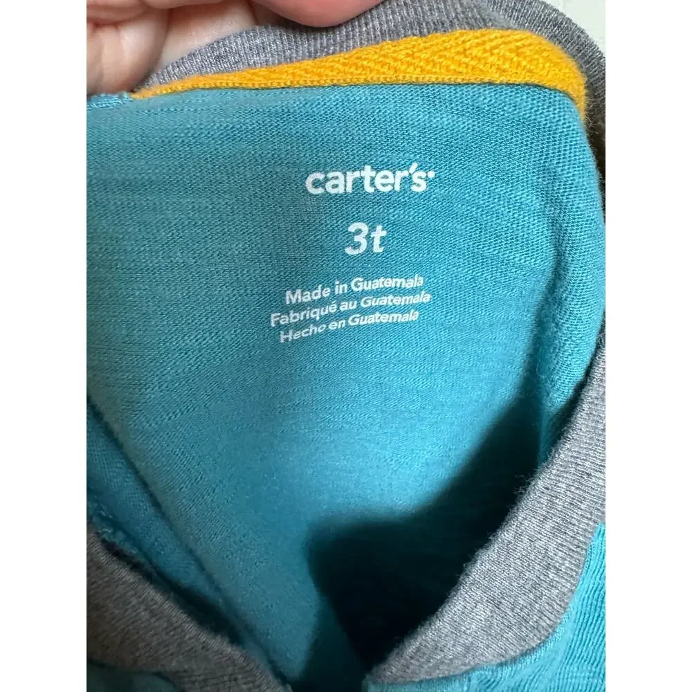 Carter's Boys Henley Sz 3T Shirt Blue Gray‎ Adventurous Camp Leader 1982